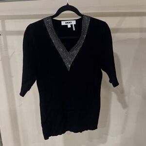 DKNY Black Sweater with Silver Detailing